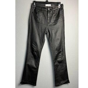 Vervet Los Angeles Black Coated PU Vegan Leather Goth Straight Leg Pants Size 27
